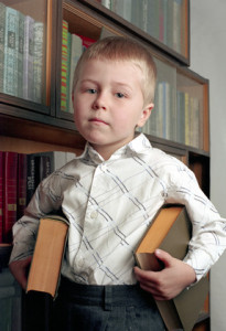 child in library